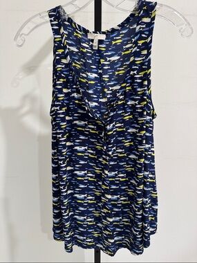 Joie Navy Blue Patterned Fish Print Top